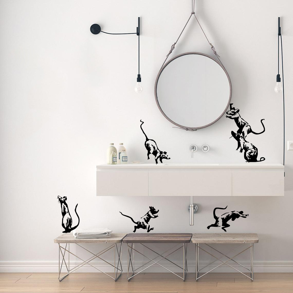 5 قطعة Banksy المرحاض الفئران  - مراجعة Home Bathroom Tiles وسعره