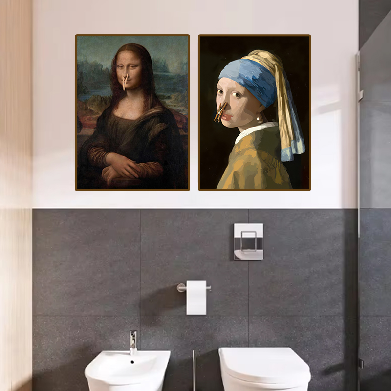 لوحة فنية تجريدية مضحكة للحمام - مراجعة Home Design Bathroom وسعره