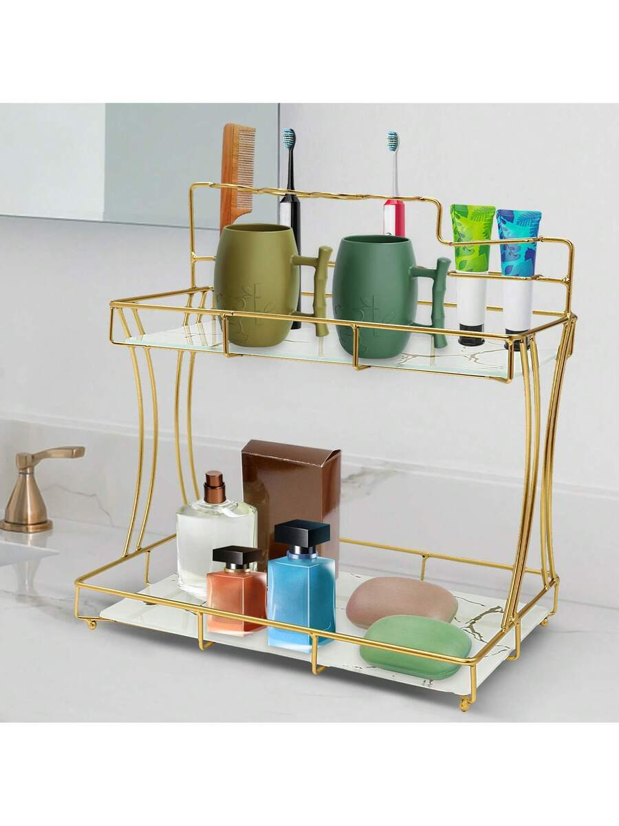 رفوف مكياج من طبقتين من رايناو - مراجعة Home Living Bathroom Vanity وسعره